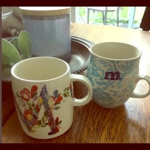 (2) Anthropologie monogram “M” mugs